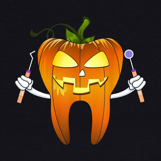 Dentist Halloween Night Pumpkin Scrubs Scary Cute Tee Gifts by Fowlerbg